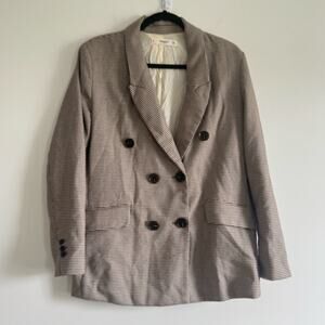 MANGO Casual‎ Brown Houndstooth Double Breasted Blazer Women’s Medium (EUR L)